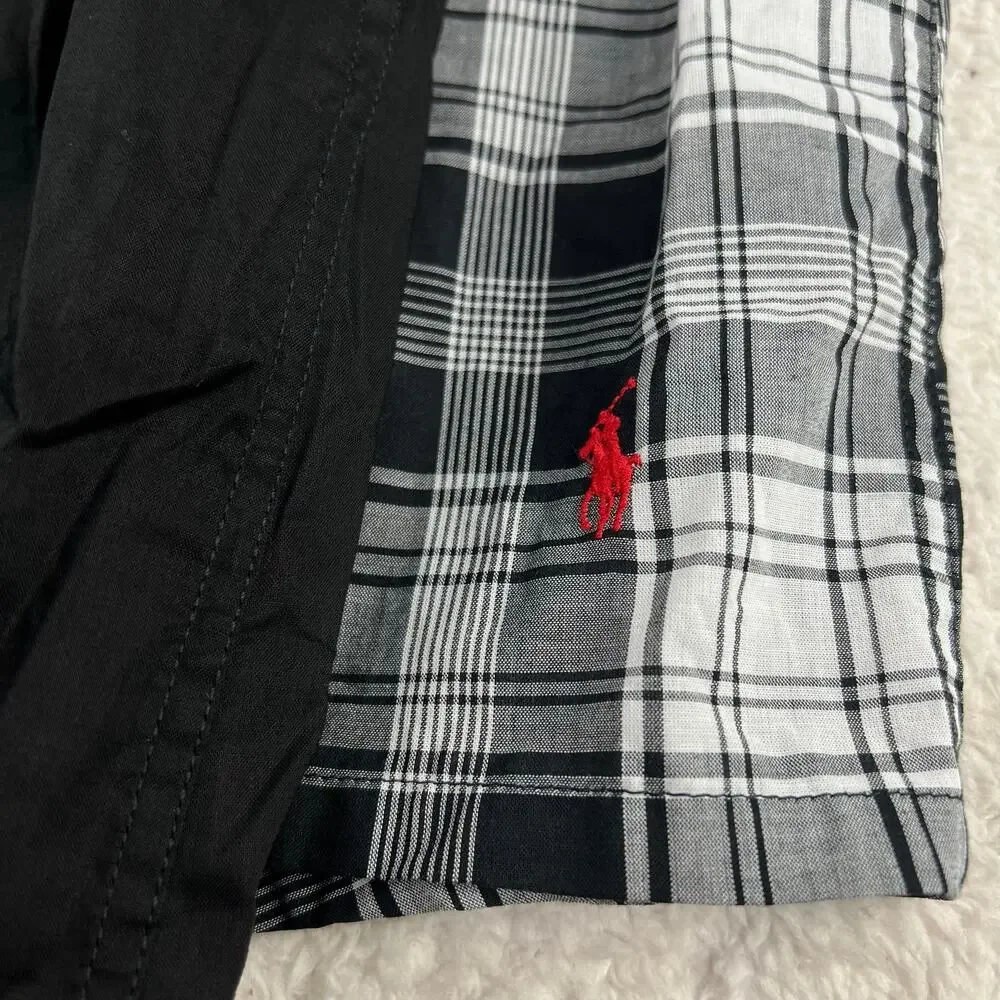 Polo Ralph Lauren Black Gray Plaid Boxer Shorts Men's size Large Classic fit